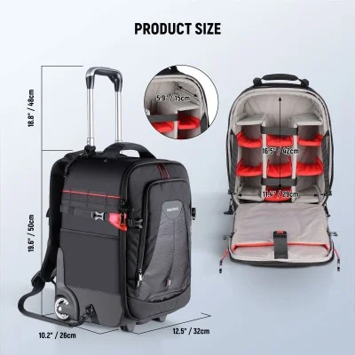 Neewer NW3300   CONVERTIBLE ROLLING CAMERA BACKPACK black